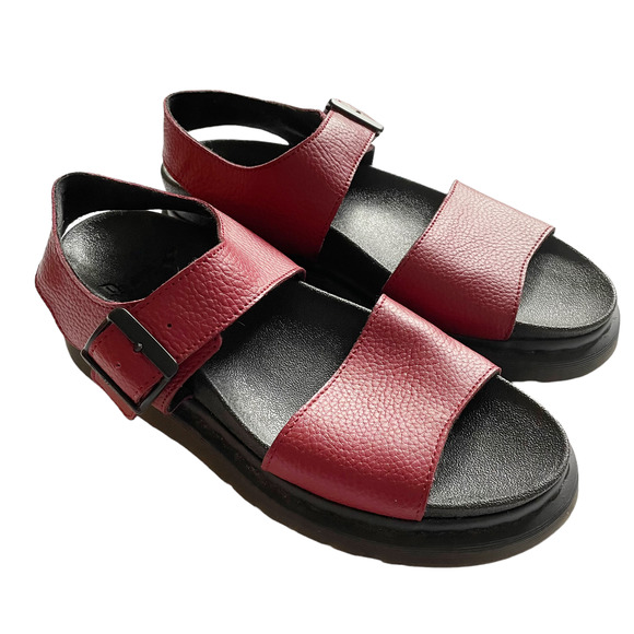Dr. Martens Shoes - Dr. Martens Womens Romi Sandals Red Leather Strap Size 9 Ladies